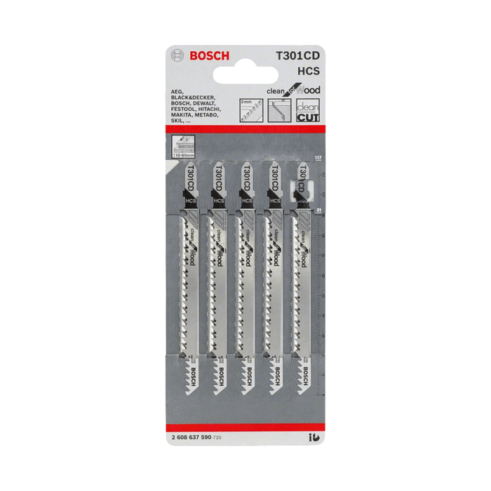 ⁦חבילת 5 להבי מסור אנכי לעץ | 117 מ״מ | BOSCH | T301CD⁩ – תמונה ⁦2⁩